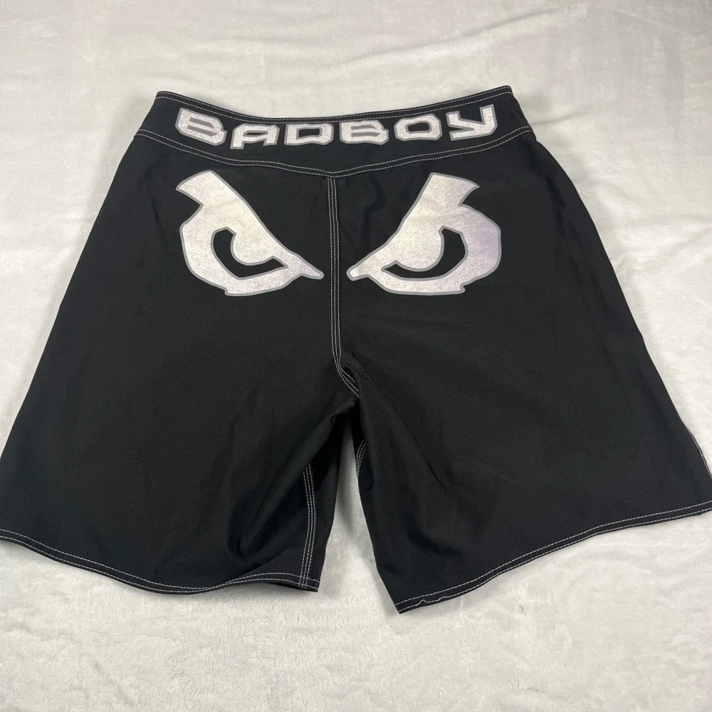 Bad Boy Pro Series MMA Board Shorts Mens 34 Black White Fight Training Grappling